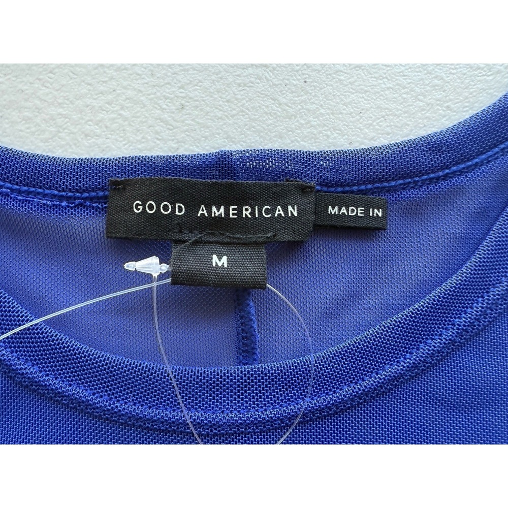GOOD AMERICAN Mesh Tank Top Capri Blue Women's M Sheer Stretch NWOT Retail $79 - Picture 3 of 6